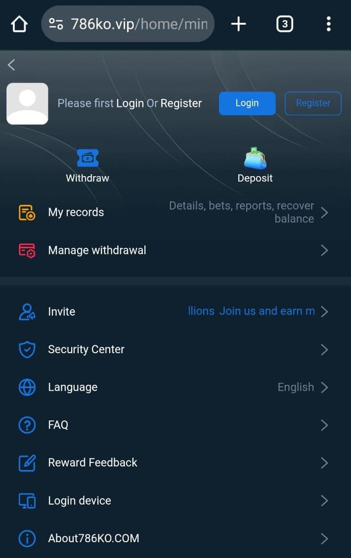 786 KO Game Register And Login