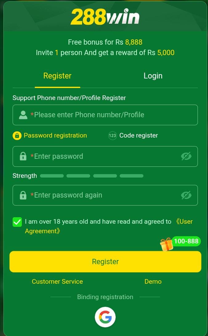 288Win Game Register And Login